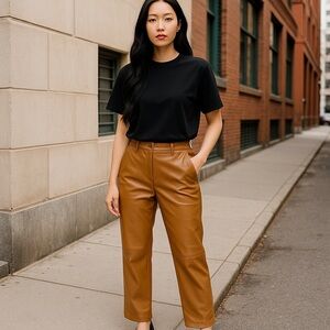 Women’s Rachel Zoe High‎ Waisted Faux Leather Pants in Tan Size 10. Fall Winter